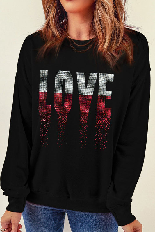 Rhinestone Love Sweatshirt (s-2xl)