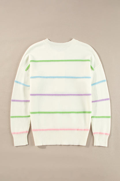 Pink Rainbow Baggy Henley Sweater (s-xl)