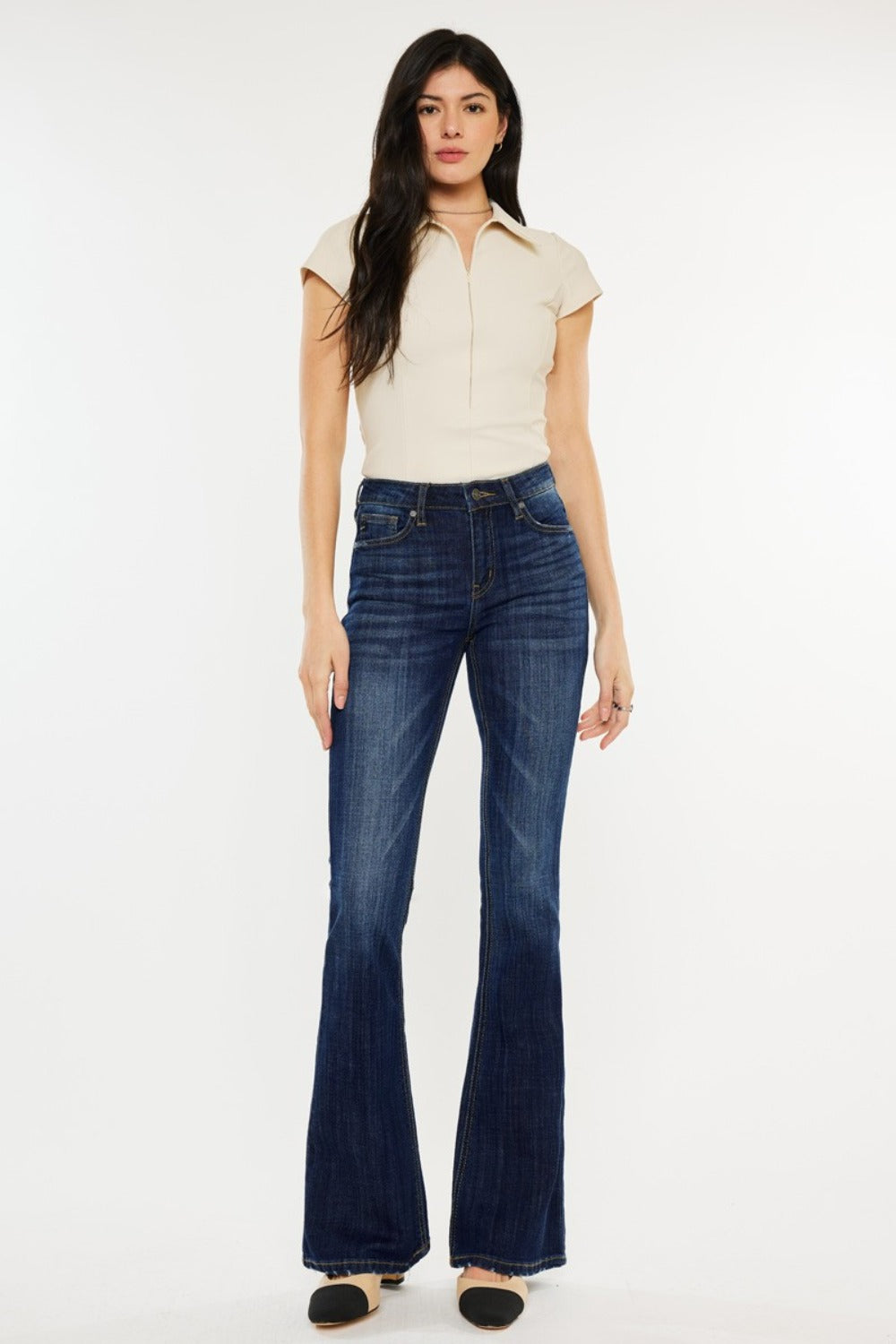 Kancan Mid Rise Slim Flare Jeans (size 1 to plus)