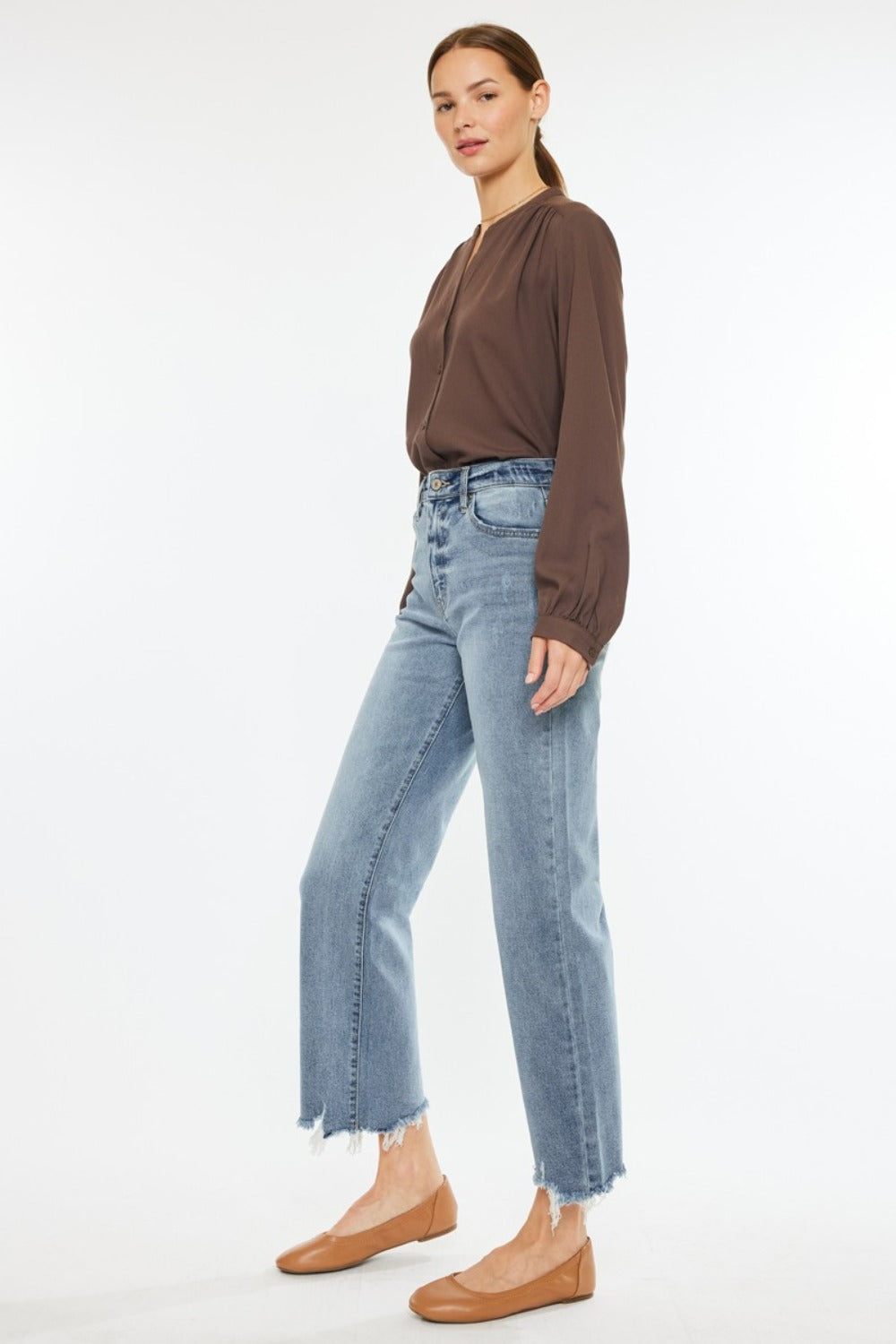 Kancan High Rise Slim Wide Leg Jeans (0-15)