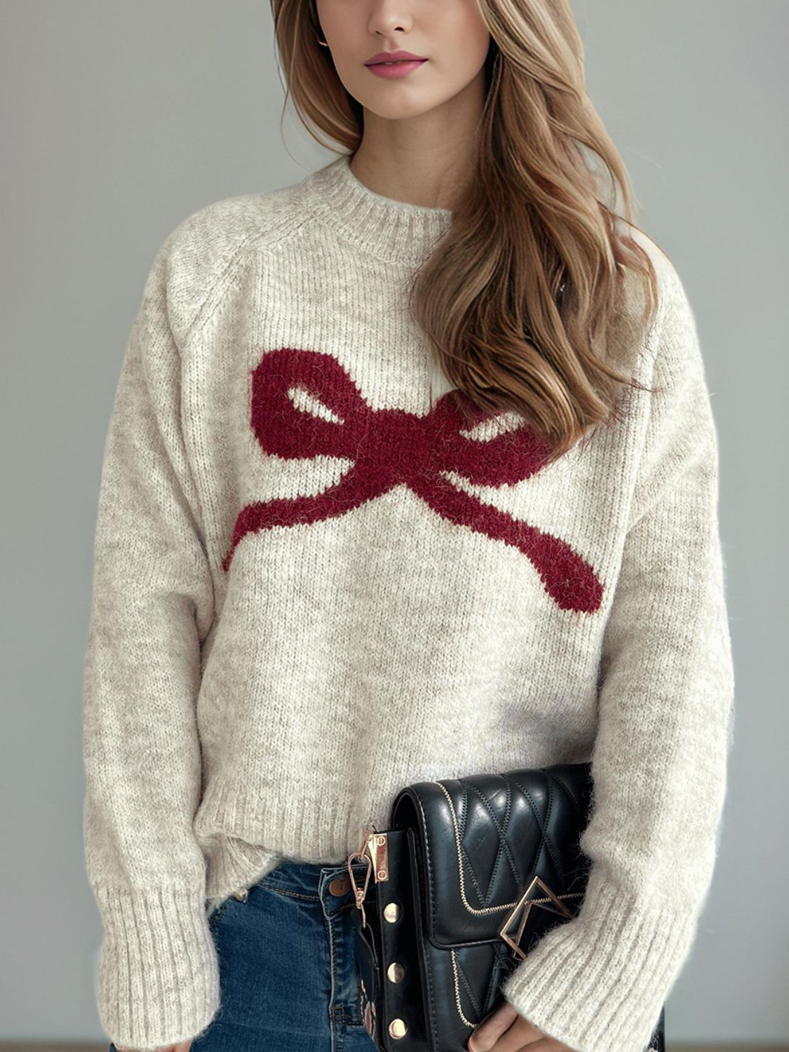 Ivy League Bow Sweater (OS, multiple colors)