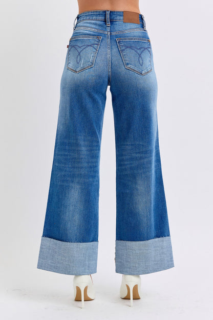 Judy Blue Distressed High Waist Wide Leg Jeans (0-24w)