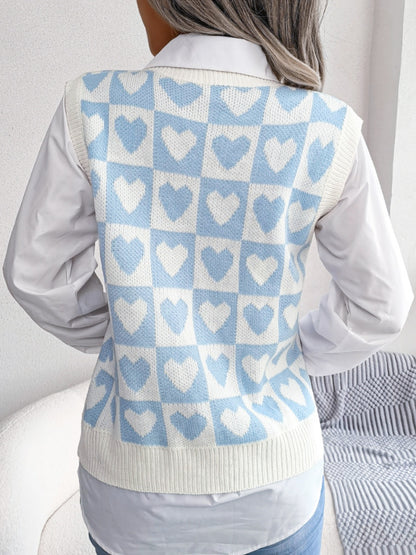 Heart V-Neck Sweater Vest (s-l, multiple colors)