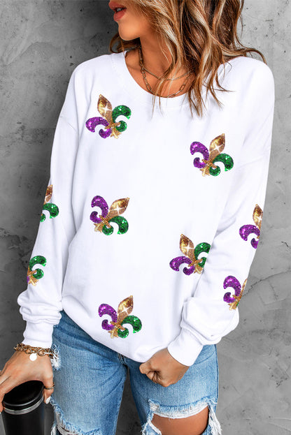 Fleur De Lis Sequined Sweatshirt (s-2xl, multiple colors)